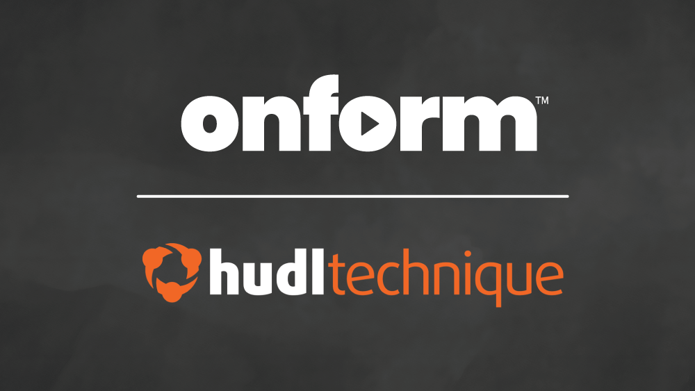 onform logo and hudl technique logo on black background